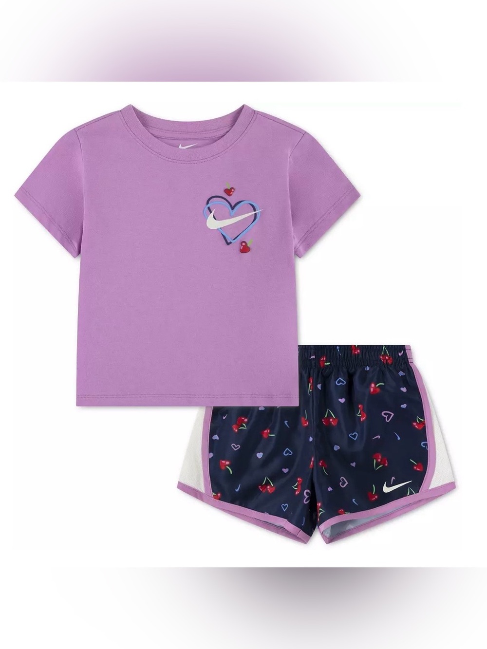 Baby Girl Hot Toddler NIKE Tempo Two Piece Short Set Navy Purple Cherry 4T 4